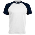 White-Navy - Front - Kariban Mens Short Sleeve Baseball T-Shirt