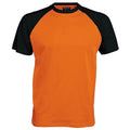 Orange-Black - Front - Kariban Mens Short Sleeve Baseball T-Shirt