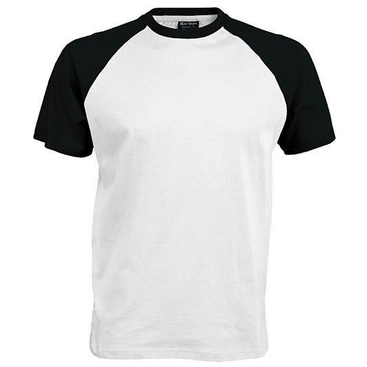 White-Black - Front - Kariban Mens Short Sleeve Baseball T-Shirt