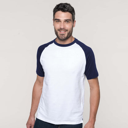 White-Black - Back - Kariban Mens Short Sleeve Baseball T-Shirt