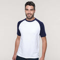 White-Black - Back - Kariban Mens Short Sleeve Baseball T-Shirt