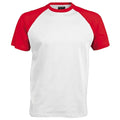 White-Red - Front - Kariban Mens Short Sleeve Baseball T-Shirt