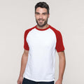 White-Red - Back - Kariban Mens Short Sleeve Baseball T-Shirt