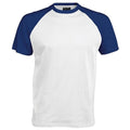 White-Royal - Front - Kariban Mens Short Sleeve Baseball T-Shirt