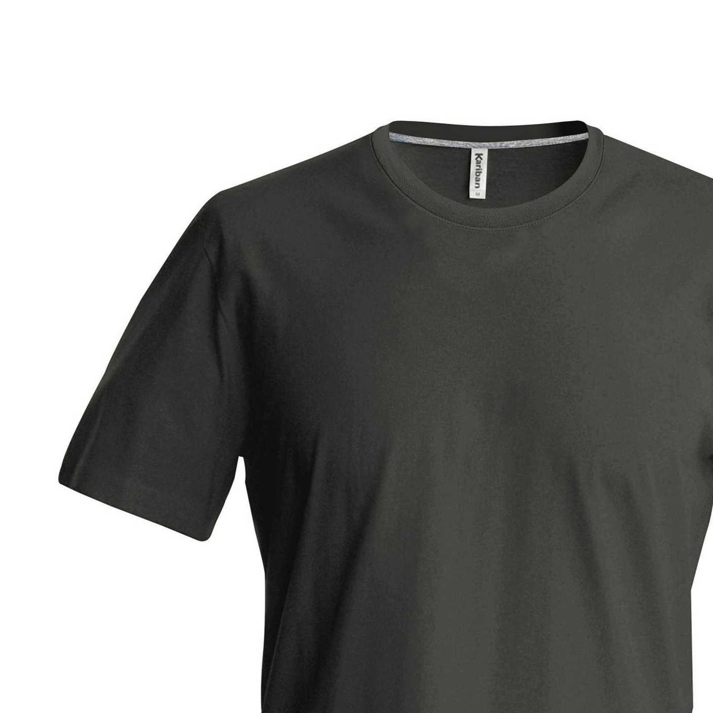 Grey - Back - Kariban Mens Slim Fit Short Sleeve Crew Neck T-Shirt