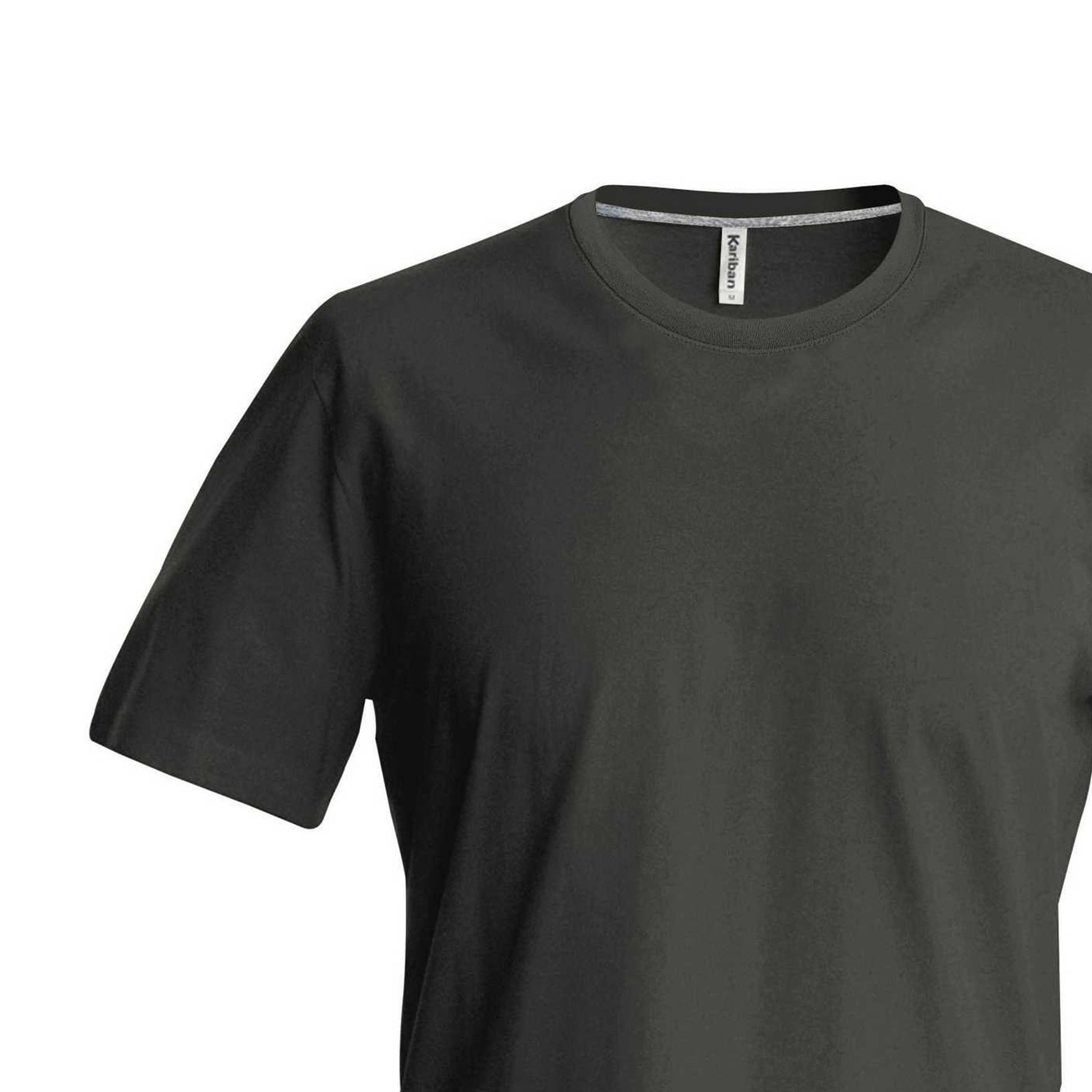 Grey - Back - Kariban Mens Slim Fit Short Sleeve Crew Neck T-Shirt