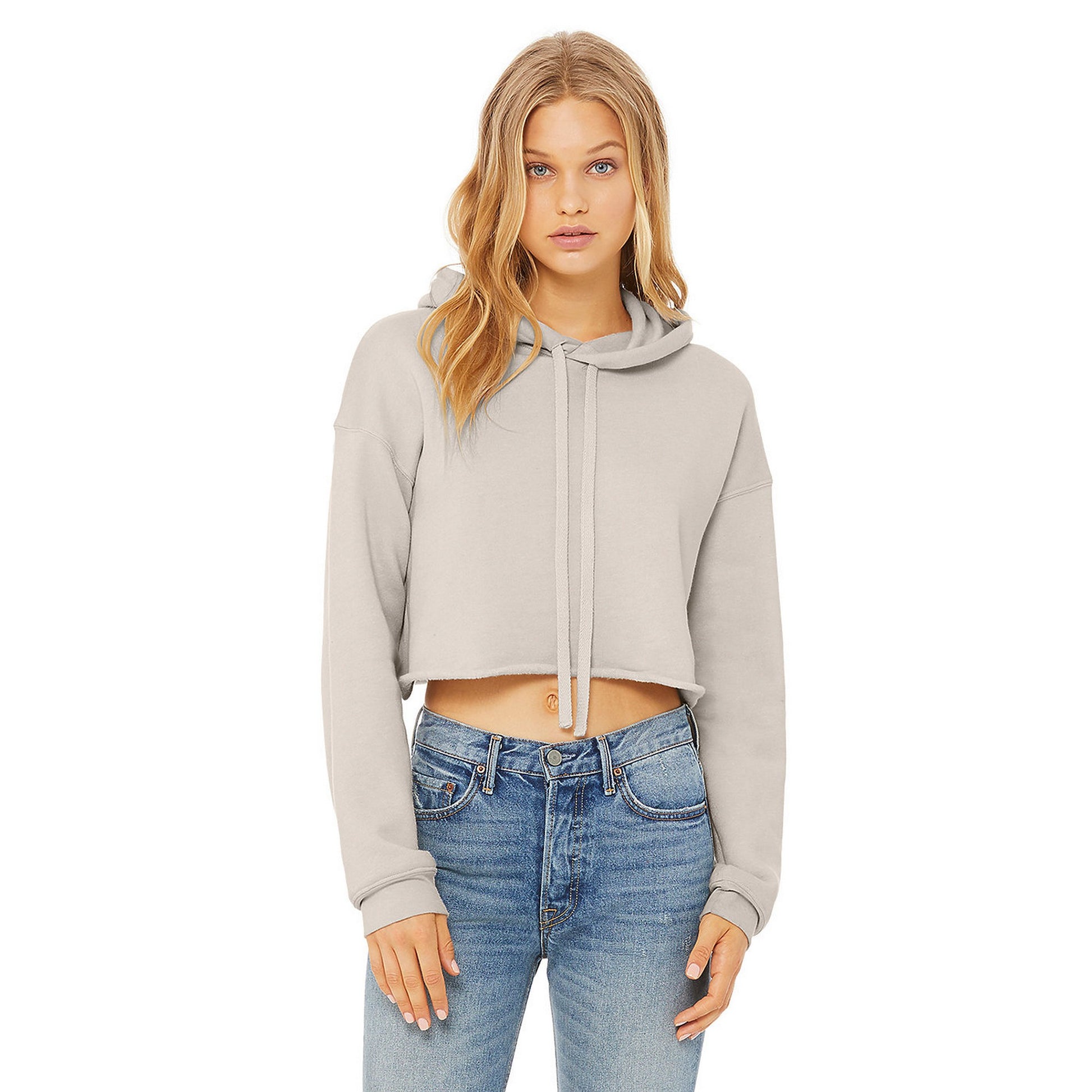 Heather Dust - Front - Bella + Canvas Womens-Ladies Cropped Fleece Hoodie