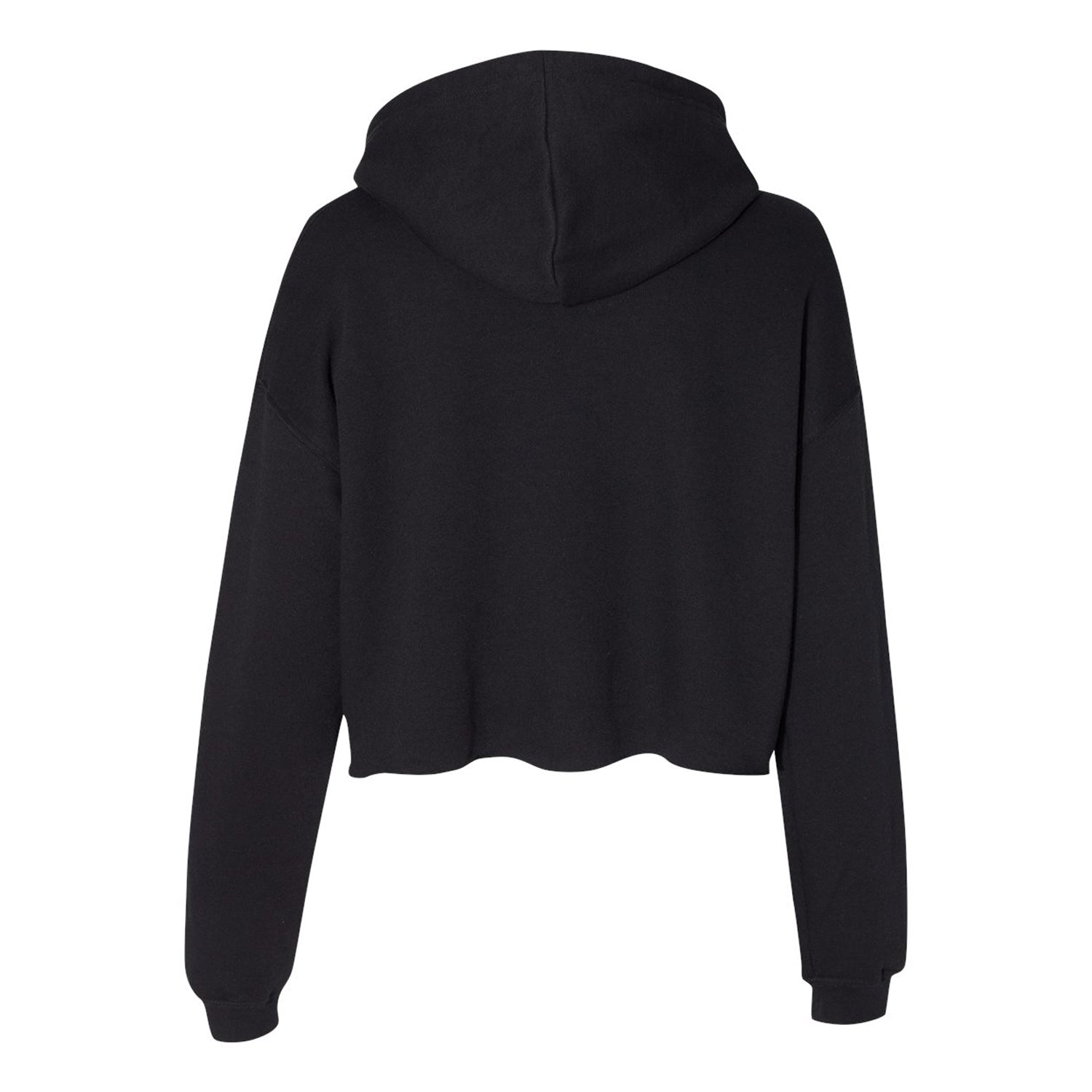 Black - Back - Bella + Canvas Womens-Ladies Cropped Fleece Hoodie
