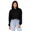 Black - Front - Bella + Canvas Womens-Ladies Cropped Fleece Hoodie