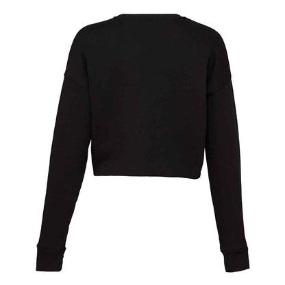 Black - Back - Bella + Canvas Womens-Ladies Cropped Crew Fleece Top