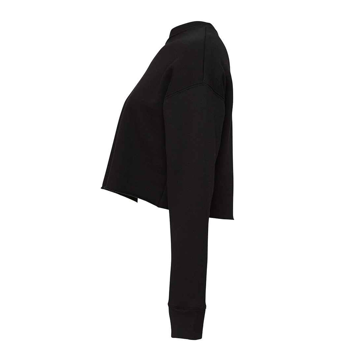 Black - Side - Bella + Canvas Womens-Ladies Cropped Crew Fleece Top