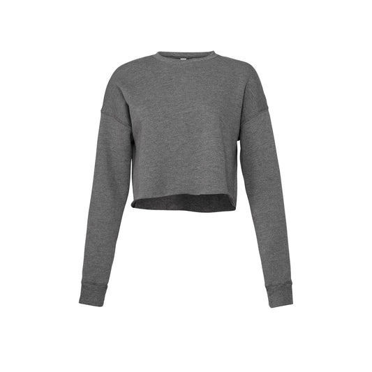 Deep Heather - Front - Bella + Canvas Womens-Ladies Cropped Crew Fleece Top