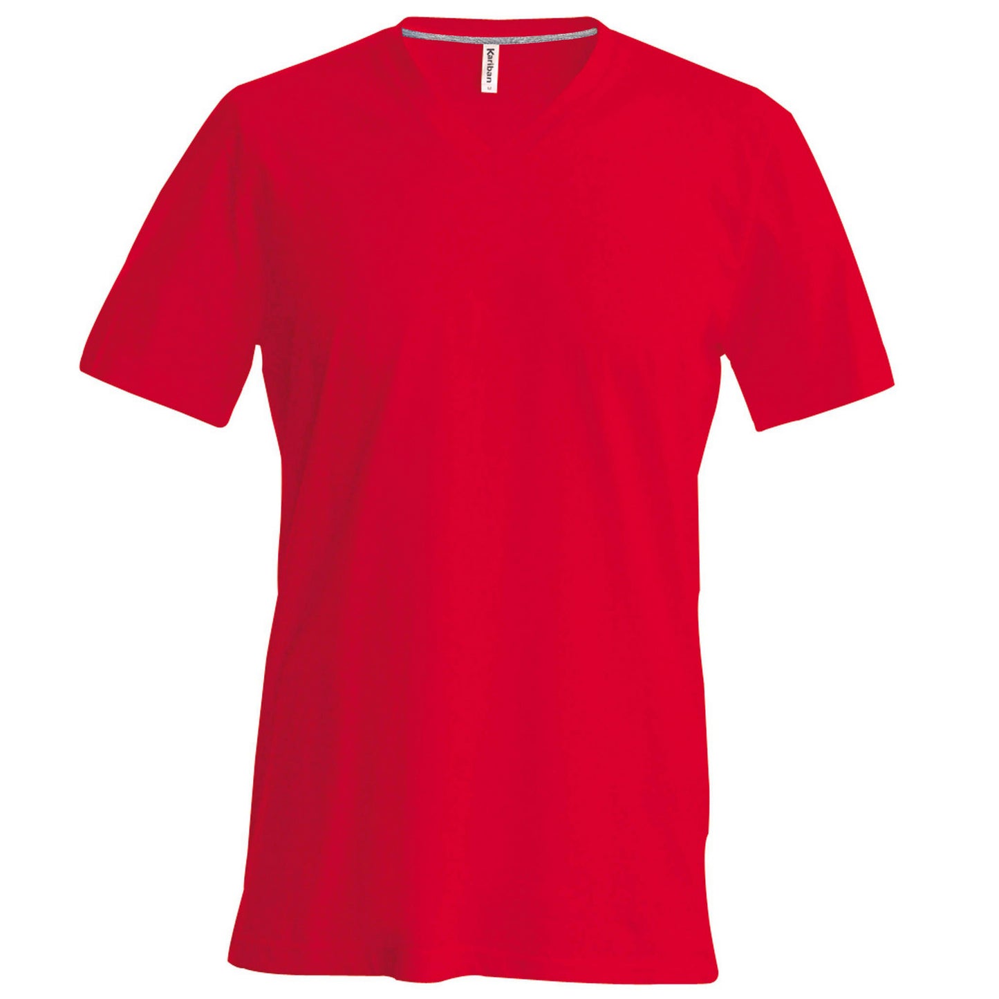 Red - Front - Kariban Mens Short Sleeve V Neck Slim Fit T-Shirt