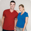 Red - Back - Kariban Mens Short Sleeve V Neck Slim Fit T-Shirt