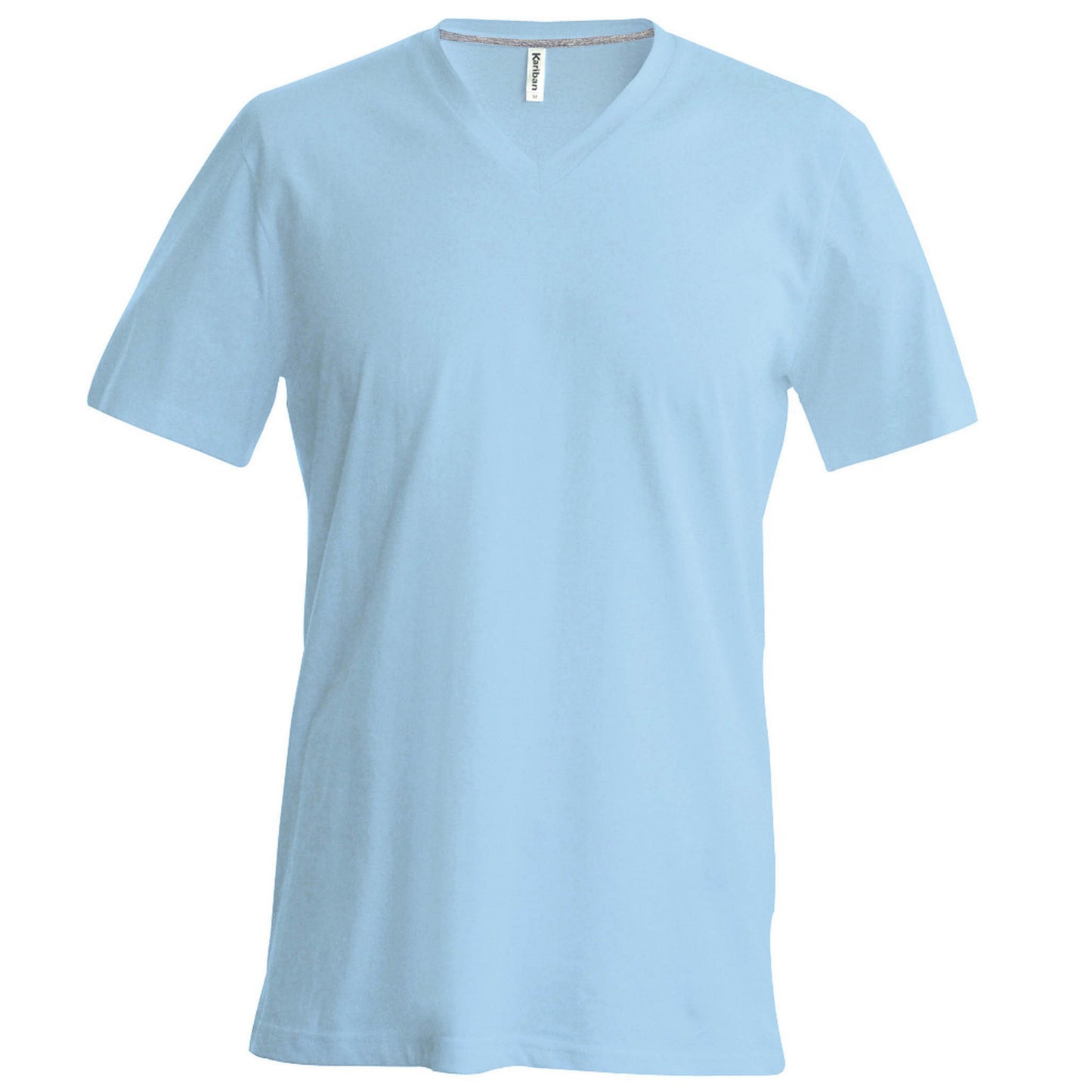 Sky Blue - Front - Kariban Mens Short Sleeve V Neck Slim Fit T-Shirt