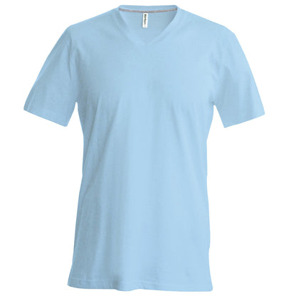 Sky Blue - Front - Kariban Mens Short Sleeve V Neck Slim Fit T-Shirt