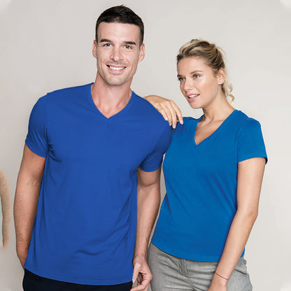 Royal Blue - Back - Kariban Mens Short Sleeve V Neck Slim Fit T-Shirt