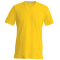Yellow - Front - Kariban Mens Short Sleeve V Neck Slim Fit T-Shirt