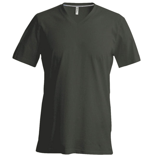 Grey - Front - Kariban Mens Short Sleeve V Neck Slim Fit T-Shirt