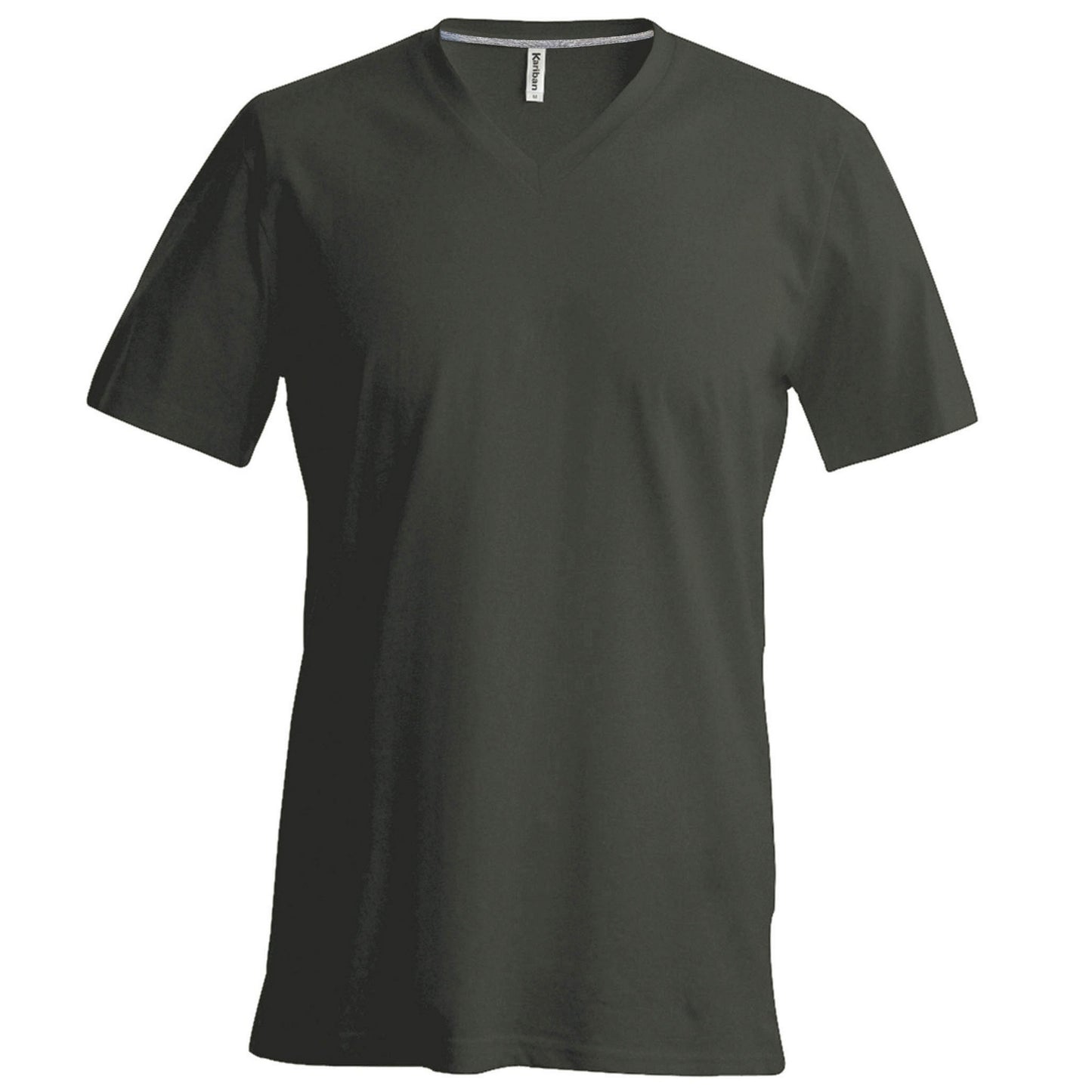 Grey - Front - Kariban Mens Short Sleeve V Neck Slim Fit T-Shirt