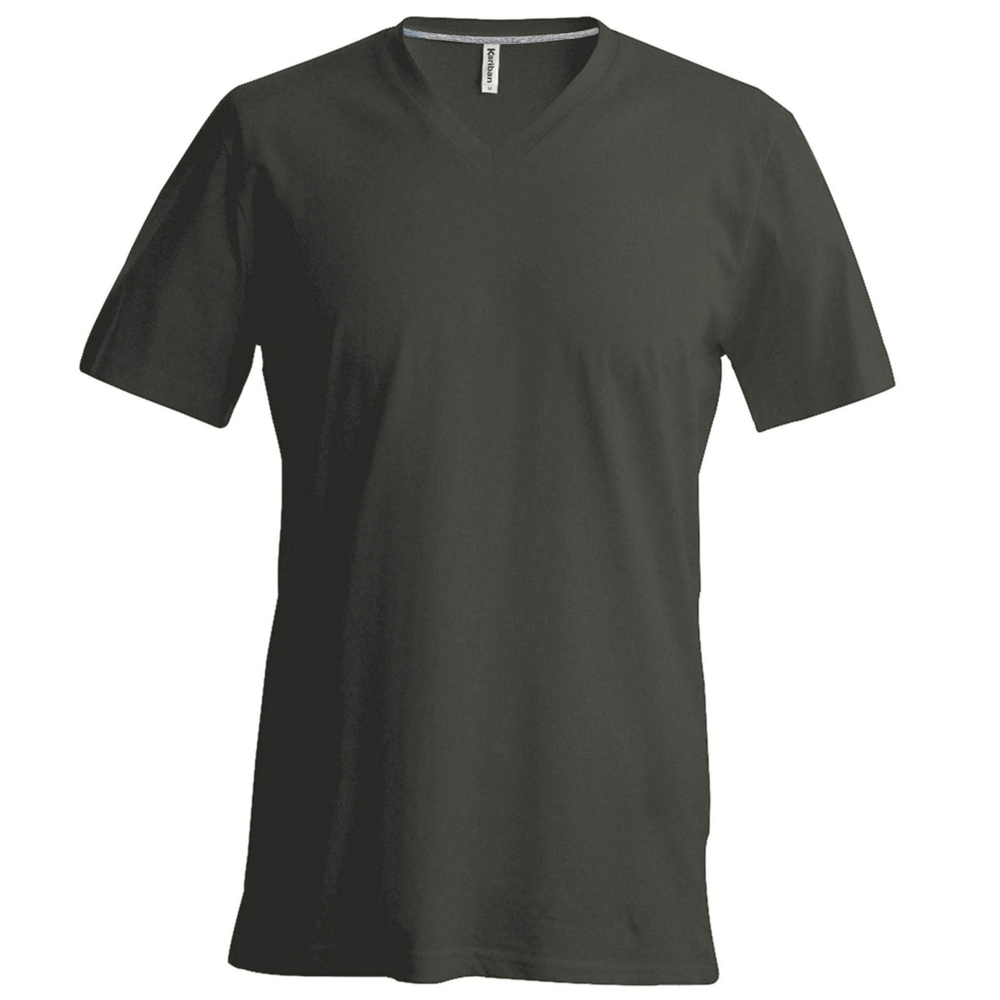 Grey - Front - Kariban Mens Short Sleeve V Neck Slim Fit T-Shirt