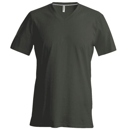 Grey - Front - Kariban Mens Short Sleeve V Neck Slim Fit T-Shirt