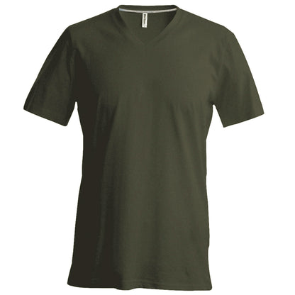 Khaki - Front - Kariban Mens Short Sleeve V Neck Slim Fit T-Shirt