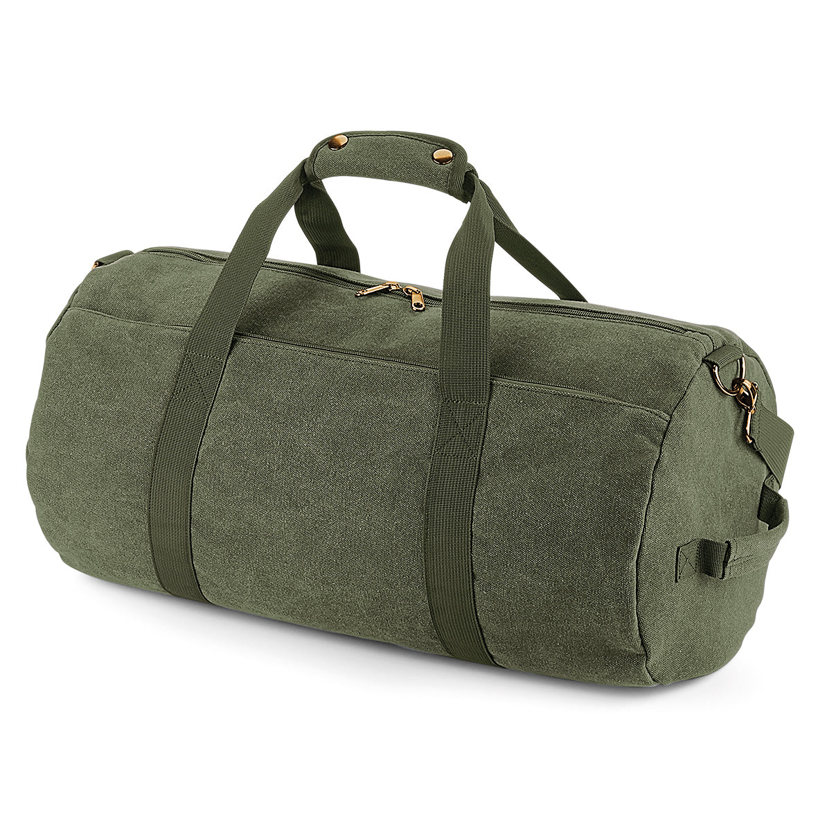 Vintage Military Green - Front - Bagbase Vintage Canvas Barrel Bag