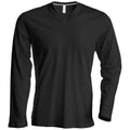 Grey - Front - Kariban Mens Slim Fit Long Sleeve V Neck T-Shirt