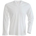 White - Front - Kariban Mens Slim Fit Long Sleeve V Neck T-Shirt