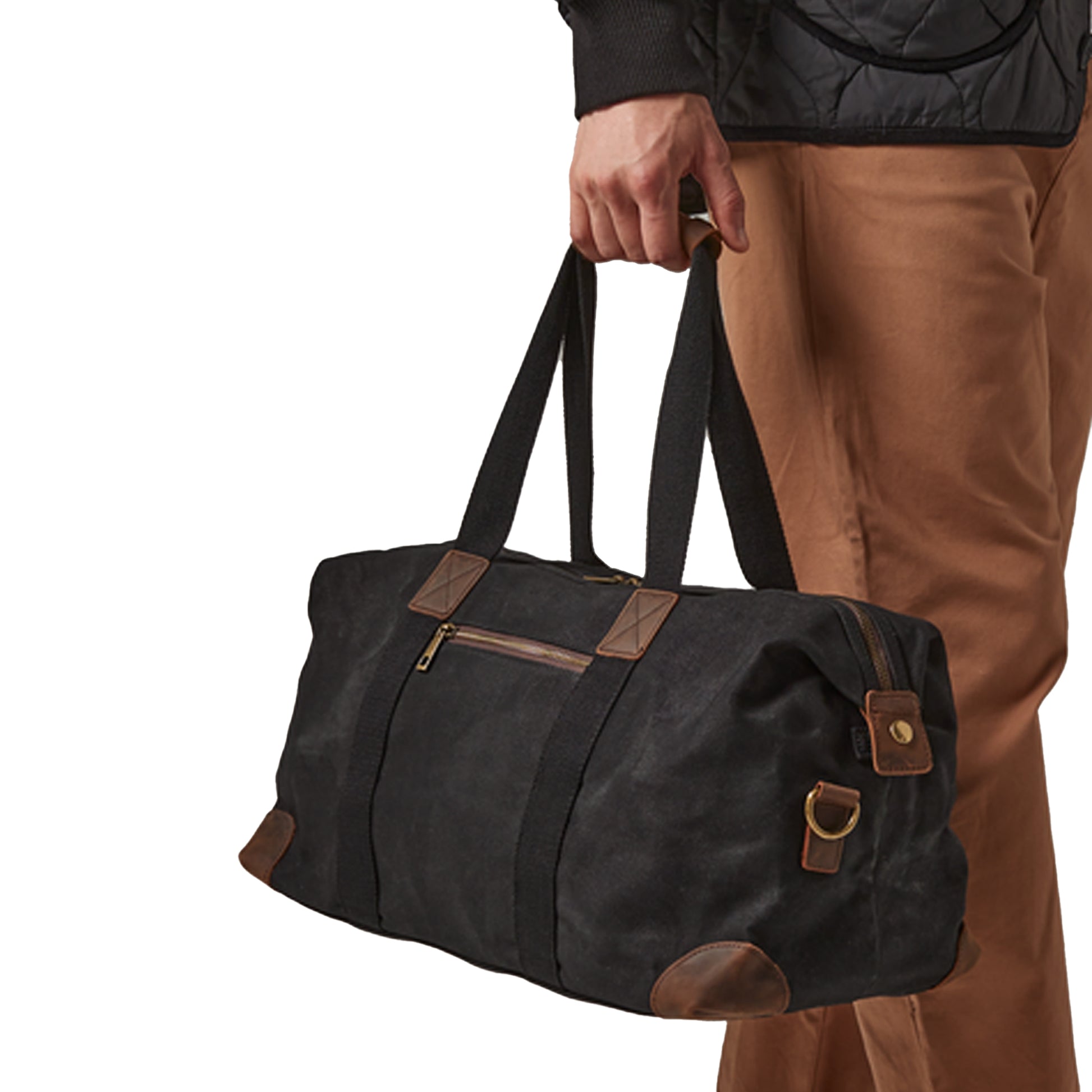Black - Back - Quadra Heritage Leather Accented Waxed Canvas Holdall