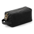 Black - Front - Quadra Heritage Leather Accented Waxed Canvas Wash Bag