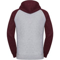 Light Oxford-Burgundy Melange - Back - Russel Mens Authentic Hooded Baseball Sweatshirt