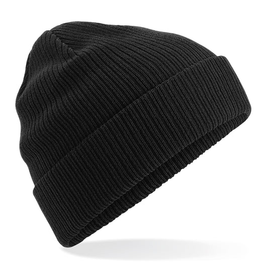 Black - Front - Beechfield Organic Cotton Beanie