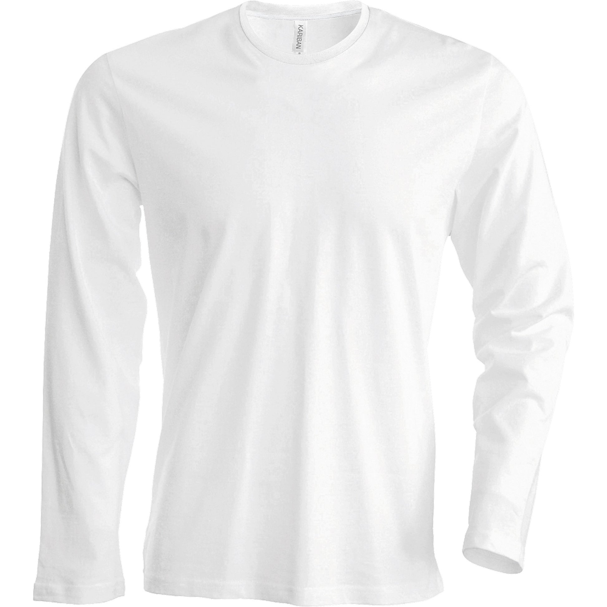 White - Back - Kariban Mens Slim Fit Long Sleeve Crew Neck T-Shirt