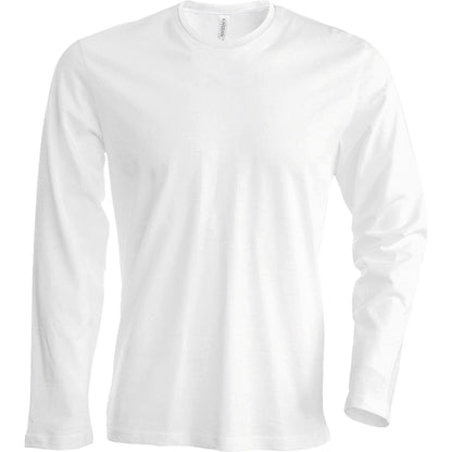 White - Back - Kariban Mens Slim Fit Long Sleeve Crew Neck T-Shirt