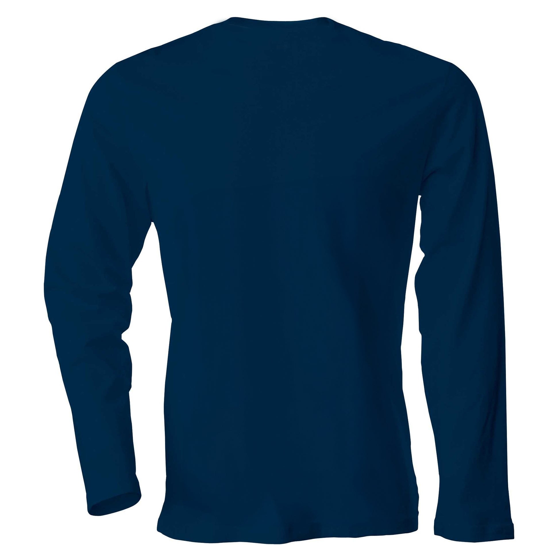 Navy - Back - Kariban Mens Slim Fit Long Sleeve Crew Neck T-Shirt