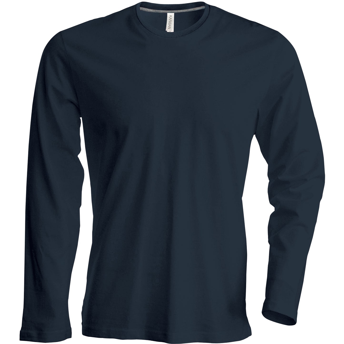 Grey - Front - Kariban Mens Slim Fit Long Sleeve Crew Neck T-Shirt