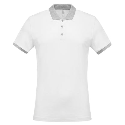 White-Oxford Grey - Front - Kariban Mens Two-Tone Pique Polo Shirt