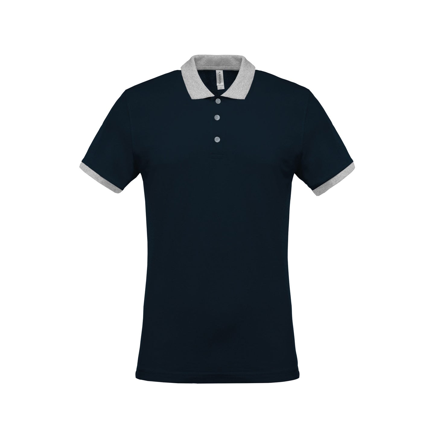 Navy-Oxford Grey - Front - Kariban Mens Two-Tone Pique Polo Shirt