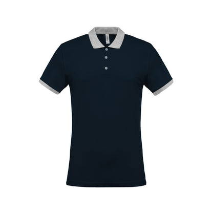 Navy-Oxford Grey - Front - Kariban Mens Two-Tone Pique Polo Shirt