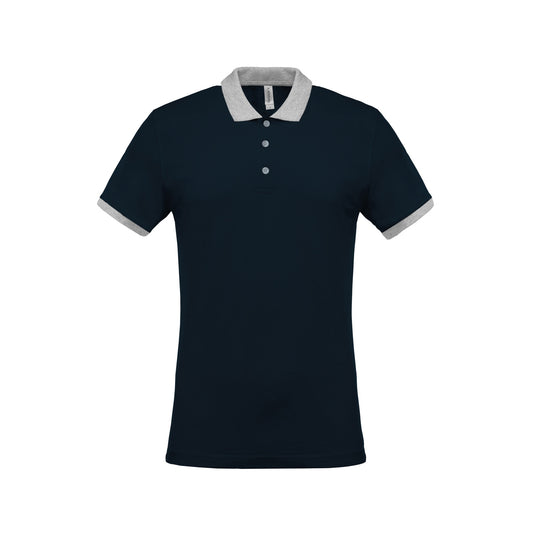 Navy-Oxford Grey - Front - Kariban Mens Two-Tone Pique Polo Shirt