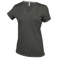 Grey - Front - Kariban Womens-Ladies Feminine Fit Short Sleeve V Neck T-Shirt