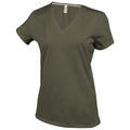 Khaki - Front - Kariban Womens-Ladies Feminine Fit Short Sleeve V Neck T-Shirt