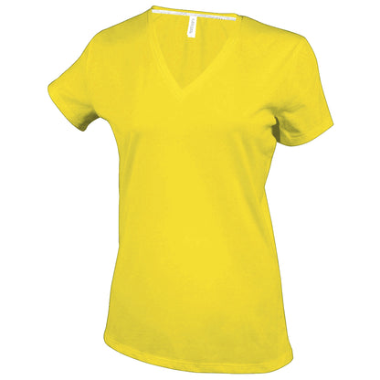 Yellow - Front - Kariban Womens-Ladies Feminine Fit Short Sleeve V Neck T-Shirt