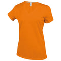Orange - Front - Kariban Womens-Ladies Feminine Fit Short Sleeve V Neck T-Shirt