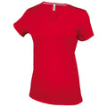 Red - Front - Kariban Womens-Ladies Feminine Fit Short Sleeve V Neck T-Shirt