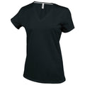 Black - Front - Kariban Womens-Ladies Feminine Fit Short Sleeve V Neck T-Shirt