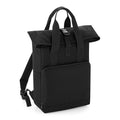 Black - Front - BagBase Twin Handle Roll-Top Backpack