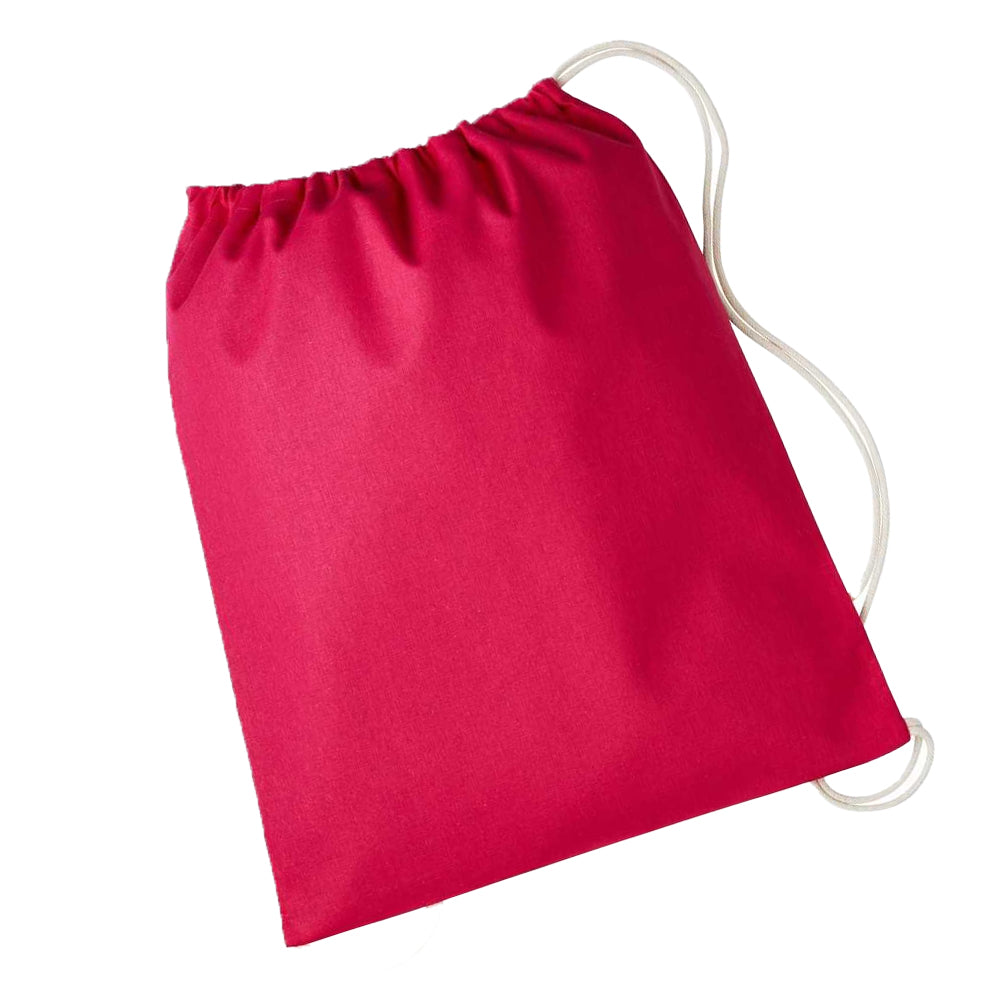 Hot Pink-Natural - Back - Nutshell Drawstring Gymsac